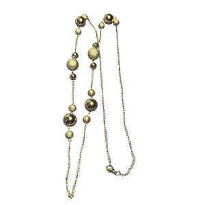 Goldtone Station Bead Necklace Lobster Clasp 36 inches Long